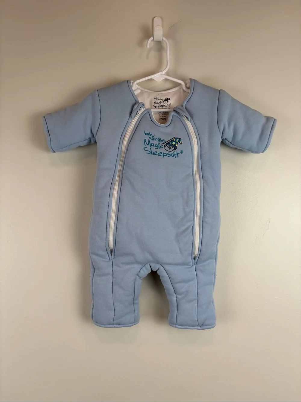 Baby Merlin Magic Sleep Suit Small 3-6 Months Blue 100% Cotton Zippered 12-18 lb